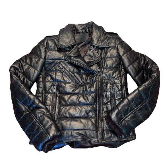 Alexander Wang x H&M Womens Jacket 2 Black Leather Moto Quilted - Picture 1 of 7